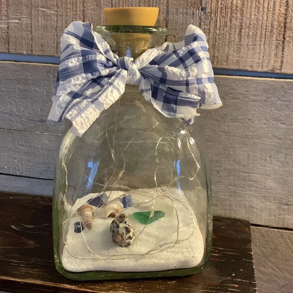Hand Crafted- Beach themed solar Lantern